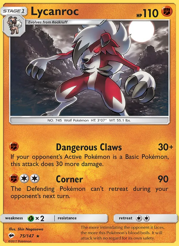 Lycanroc Burning Shadows 75/147