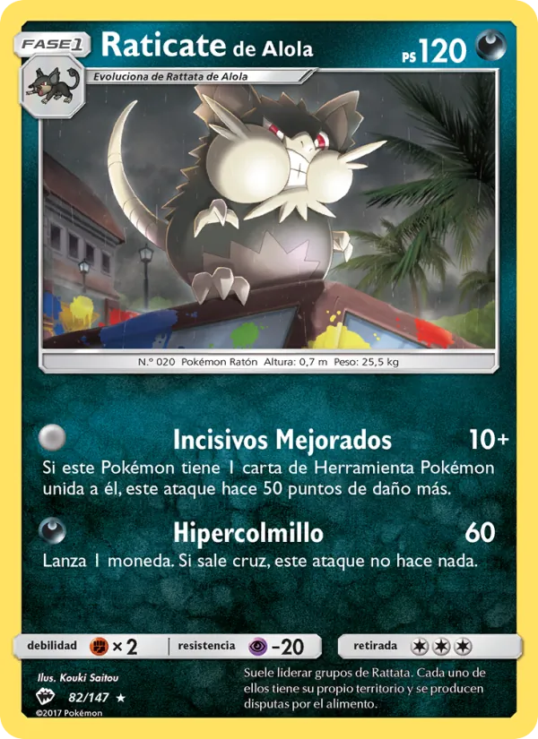 Raticate de Alola Sombras Ardientes 82/147