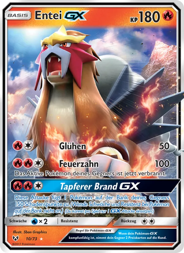 Entei GX Shining Legends 10/73