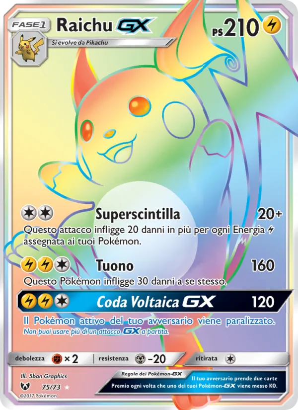 Raichu GX Leggende Iridescenti 75/73