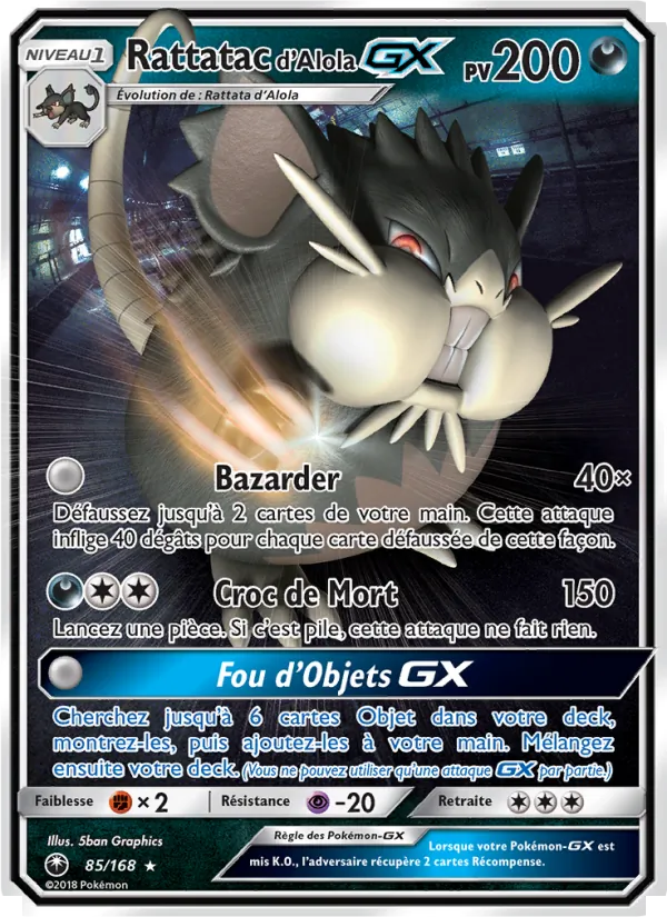 Rattatac d’Alola GX Tempête Céleste 85/168