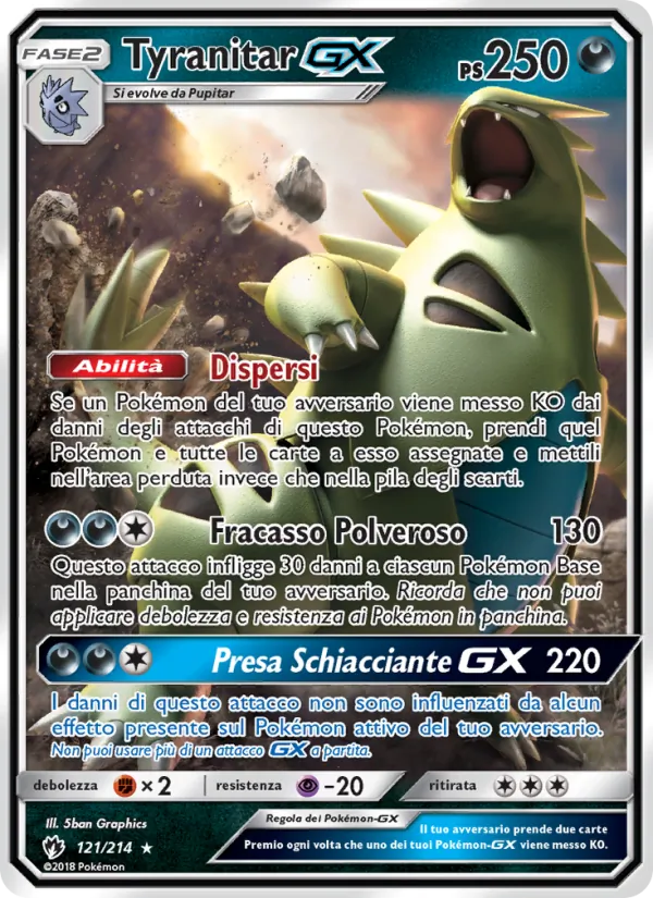 Tyranitar GX Tuoni Perduti 121/214