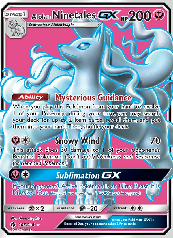 Alolan Ninetales GX Lost Thunder 205/214