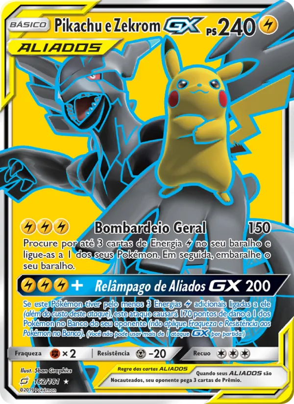 Pikachu e Zekrom GX União de Aliados 162/181