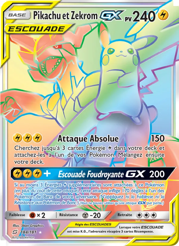 Pikachu et Zekrom GX Duo de Choc 184/181