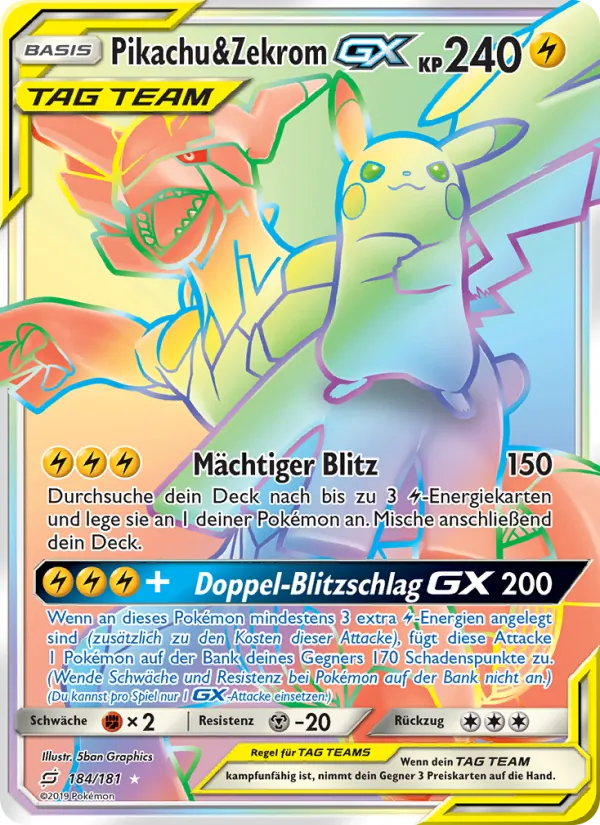 Pikachu & Zekrom GX Teams Sind Trumpf 184/181