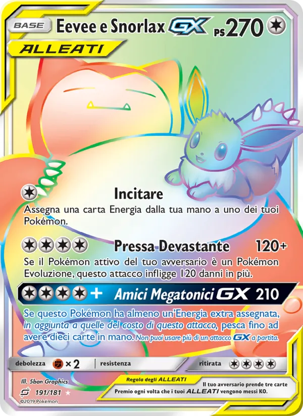 Eevee e Snorlax GX Gioco di Squadra 191/181
