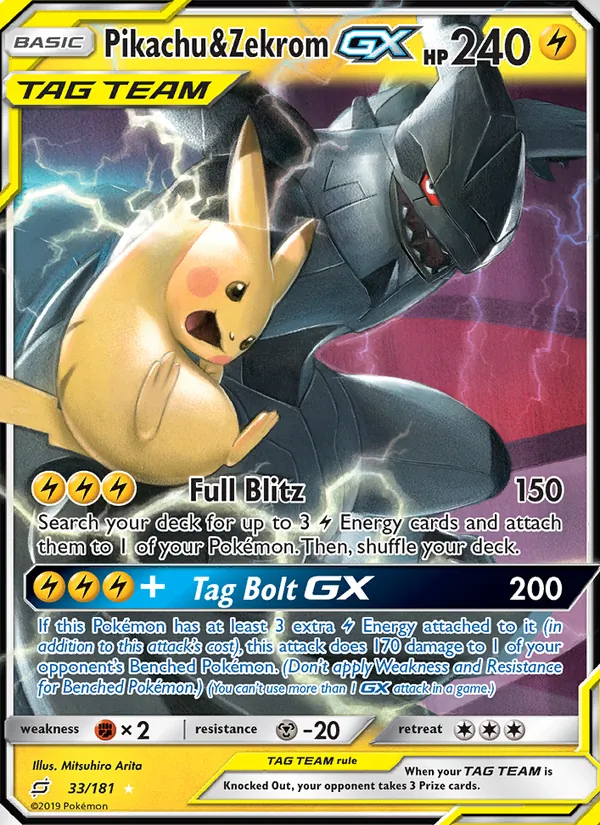 Pikachu & Zekrom GX Team Up 33/181