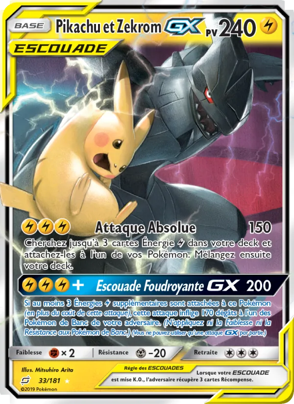 Pikachu et Zekrom GX Duo de Choc 33/181