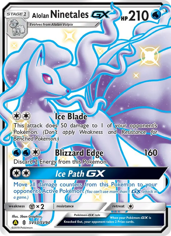 Alolan Ninetales-GX Destinos Ocultos Tesoro Brillante SV53/94