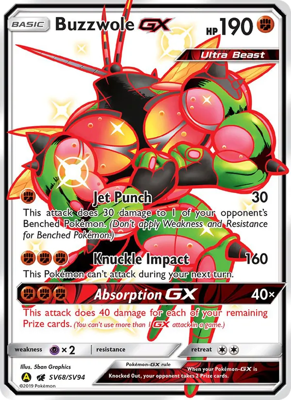 Buzzwole-GX Destinos Ocultos Tesoro Brillante SV68/94