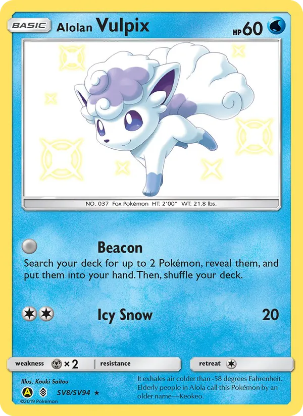 Alolan Vulpix Hidden Fates Shiny Vault SV8/94