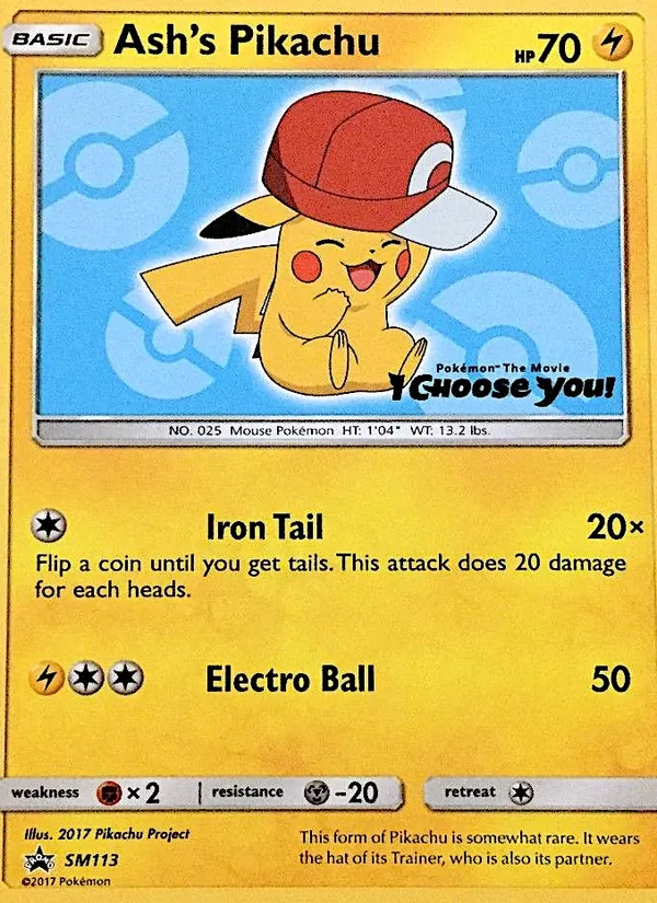 Ash's Pikachu Sol e Lua Promos SM113/248