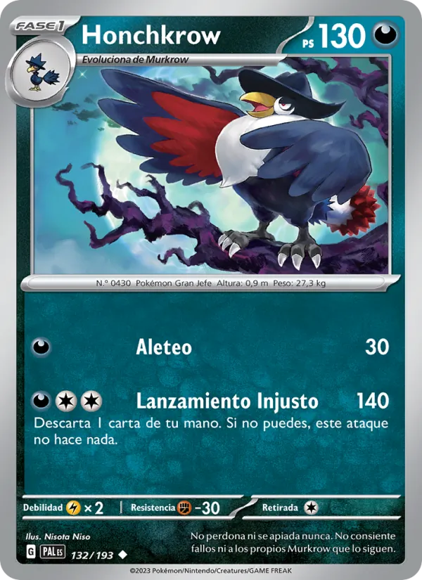 Honchkrow Evoluciones en Paldea 132/193