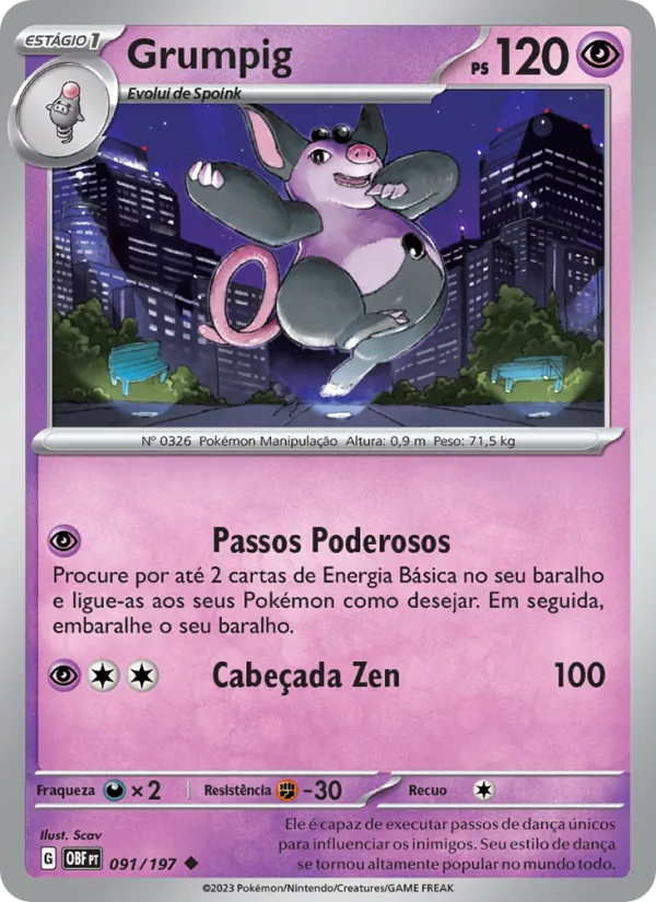 Grumpig Obsidiana em Chamas 091/197