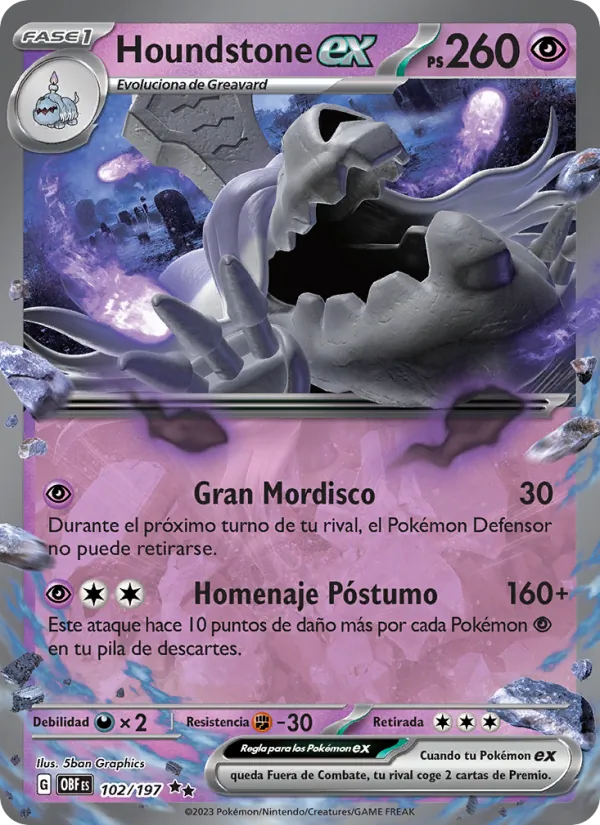 Houndstone ex Llamas Obsidianas 102/197