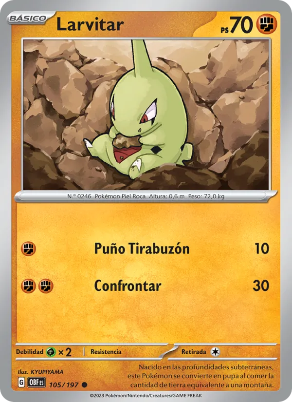 Larvitar Llamas Obsidianas 105/197