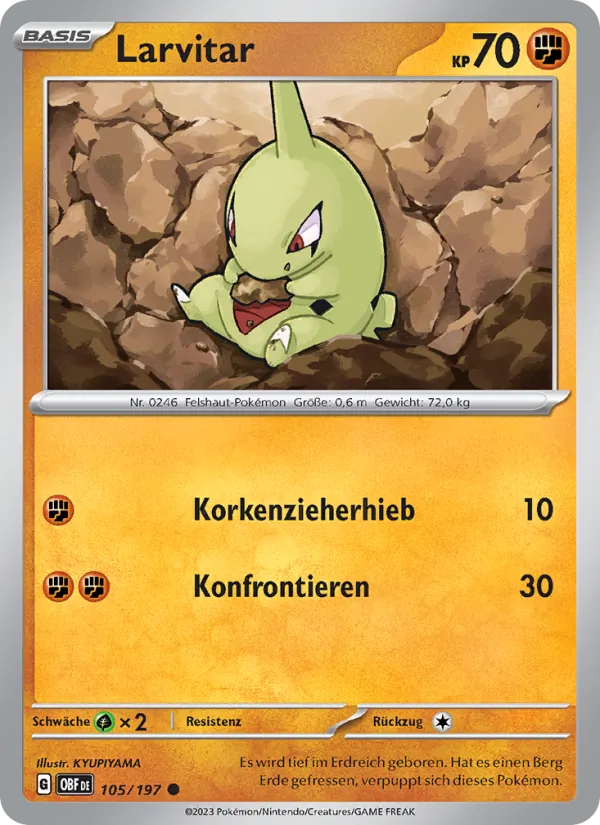 Larvitar Obsidian Flammen 105/197