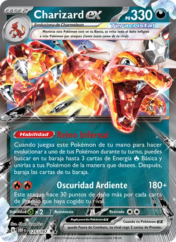 Charizard ex Llamas Obsidianas 125/197