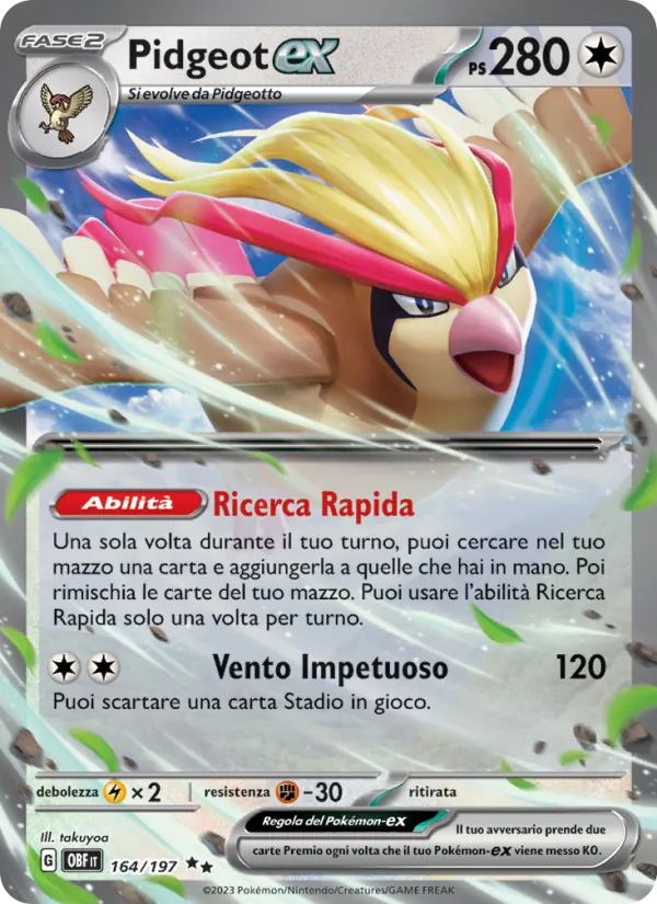Pidgeot-ex Ossidiana Infuocata 164/197
