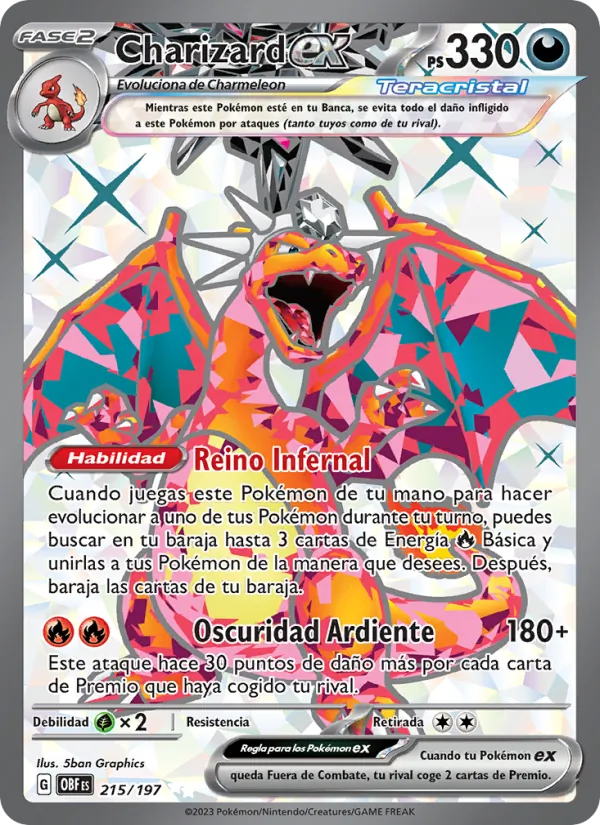 Charizard ex Llamas Obsidianas 215/197