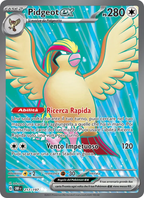 Pidgeot-ex Ossidiana Infuocata 217/197
