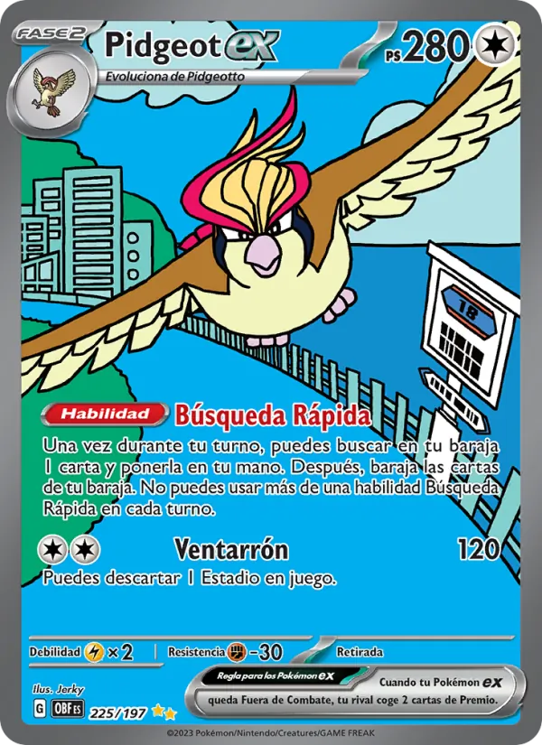 Pidgeot ex Llamas Obsidianas 225/197