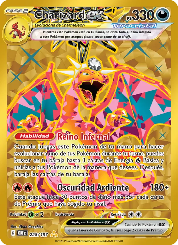 Charizard ex Llamas Obsidianas 228/197