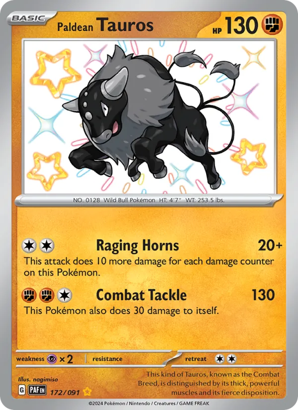 Paldean Tauros Paldean Fates 172/91