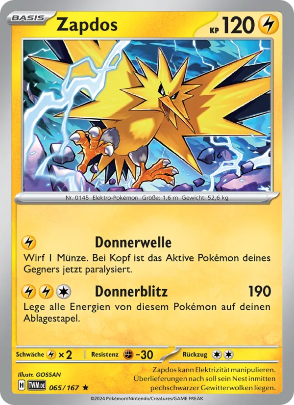 Zapdos Maskerade im Zwielicht 065/167