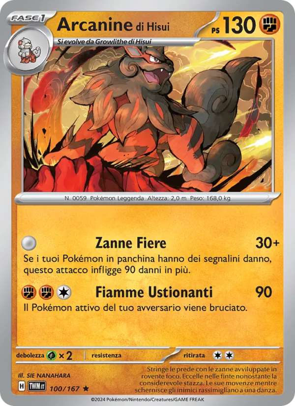 Arcanine di Hisui Crepuscolo Mascherato 100/167