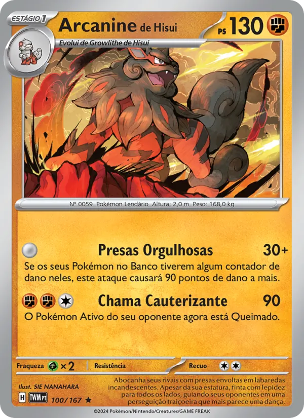 Arcanine de Hisui Máscaras do Crepúsculo 100/167