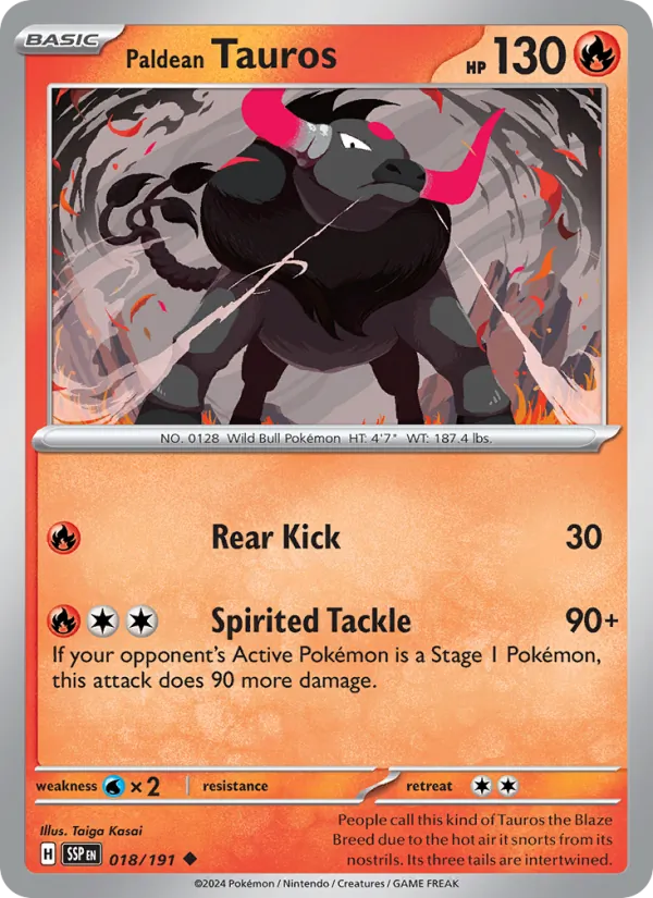 Paldean Tauros Surging Sparks 018/191