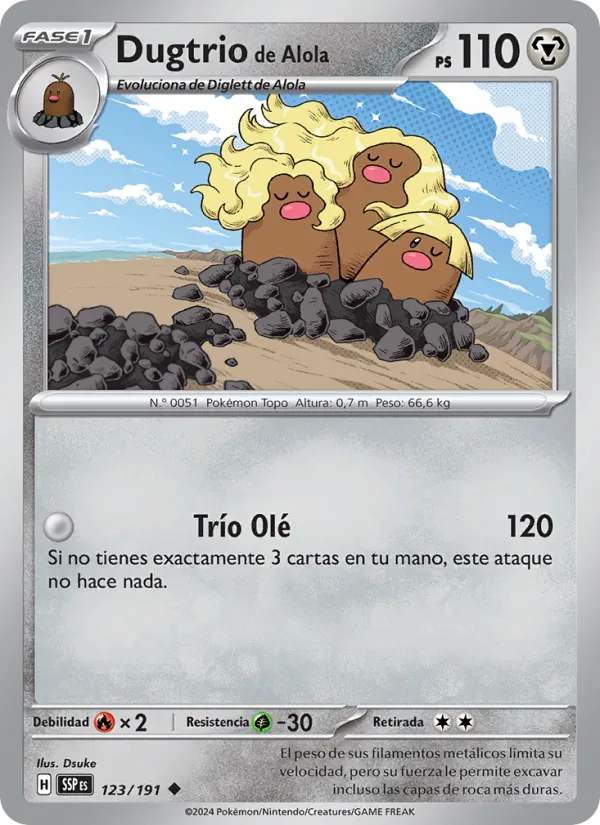 Dugtrio de Alola Chispas Fulgurantes 123/191