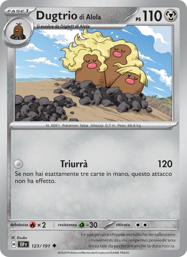 Dugtrio di Alola Scintille Folgoranti 123/191