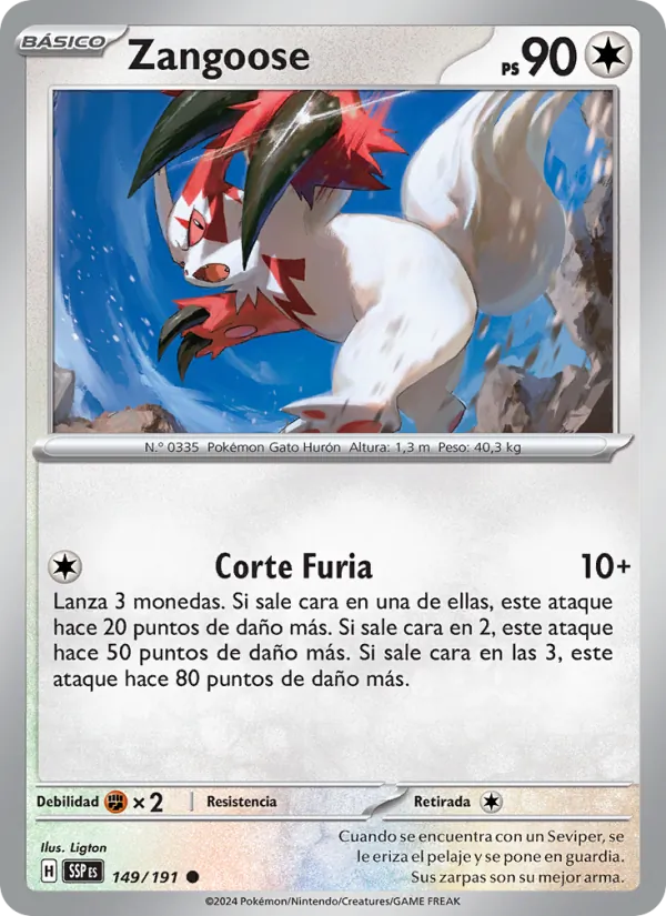 Zangoose Chispas Fulgurantes 149/191