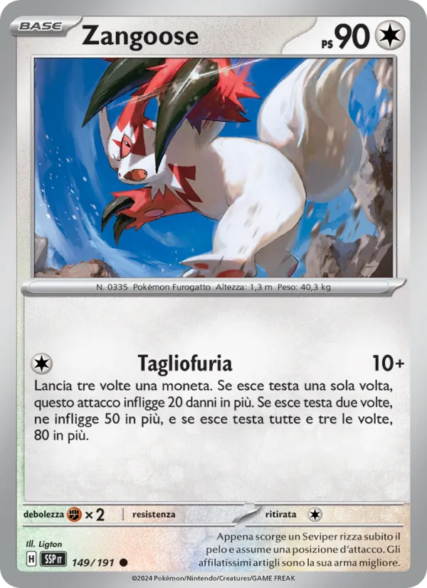 Zangoose Scintille Folgoranti 149/191