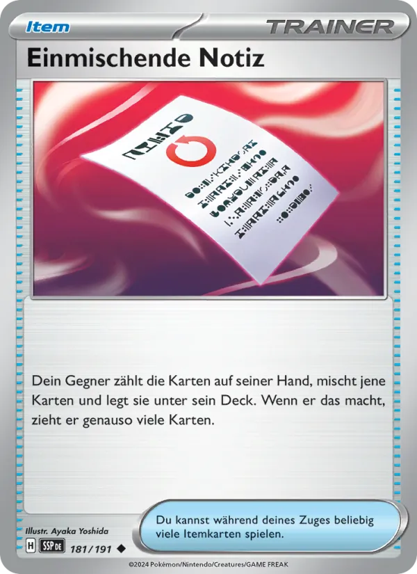 Einmischende Notiz Stürmische Funken 181/191