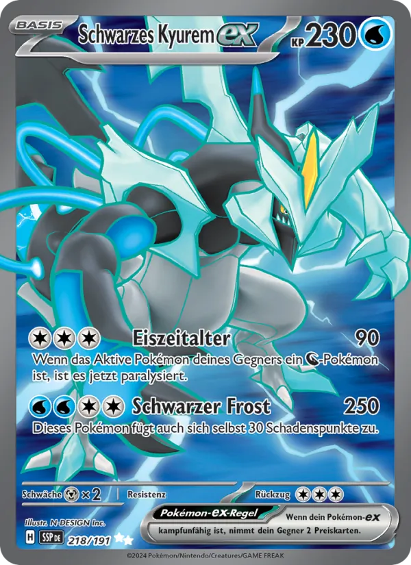 Schwarzes Kyurem-ex Stürmische Funken 218/191