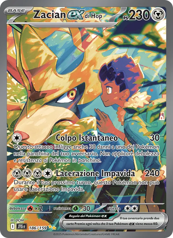 Zacian-ex di Hop Avventure Insieme 186/159