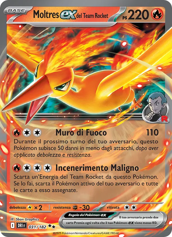 Moltres-ex del Team Rocket Rivali Predestinati 031/182