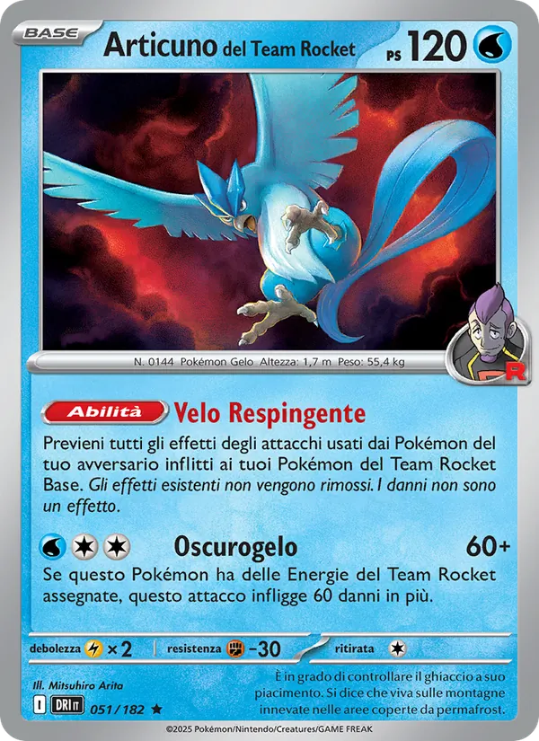 Articuno del Team Rocket Rivali Predestinati 051/182