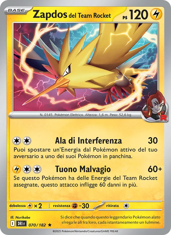 Zapdos del Team Rocket Rivali Predestinati 070/182