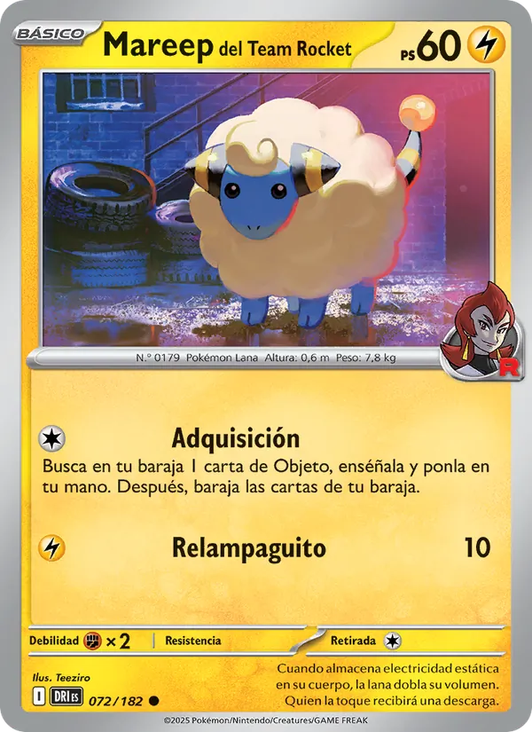 Mareep del Team Rocket Rivales Predestinados 072/182
