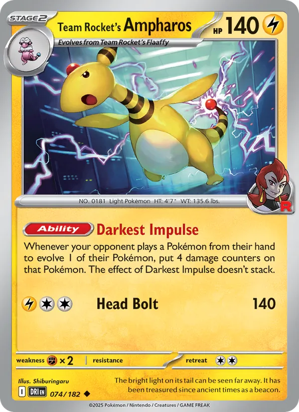Team Rocket's Ampharos Destined Rivals 074/182