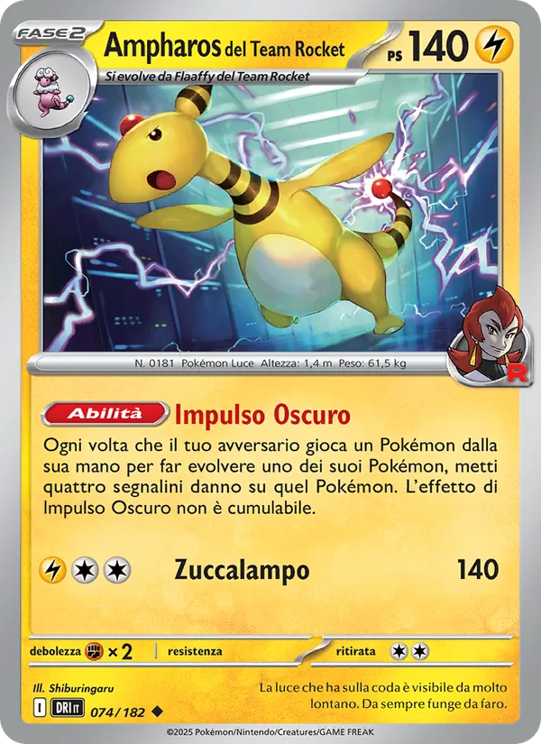 Ampharos del Team Rocket Rivali Predestinati 074/182
