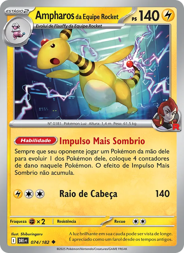 Ampharos da Equipe Rocket Rivais Predestinados 074/182