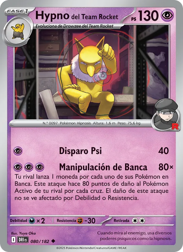 Hypno del Team Rocket Rivales Predestinados 080/182