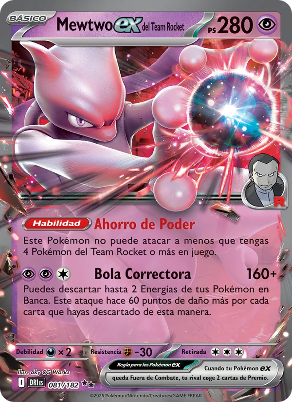 Mewtwo ex del Team Rocket Rivales Predestinados 081/182