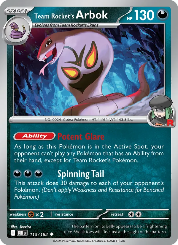 Team Rocket's Arbok Destined Rivals 113/182
